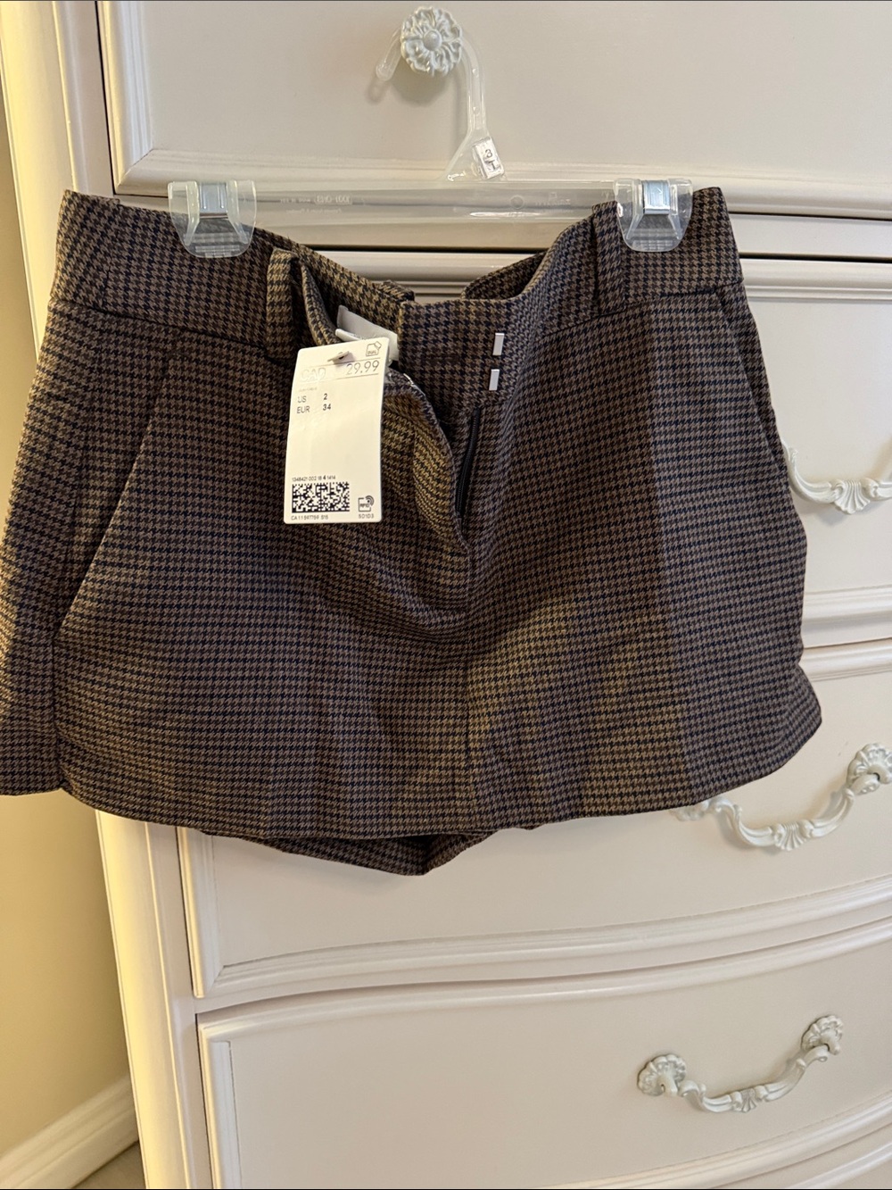 H&M Brown Plaid High-Waist Skort